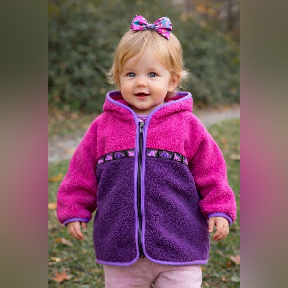 Vintage 90s The Rugged Bear Girls Fleece Dino Jacket Sz 12 to 18 Month Polartec